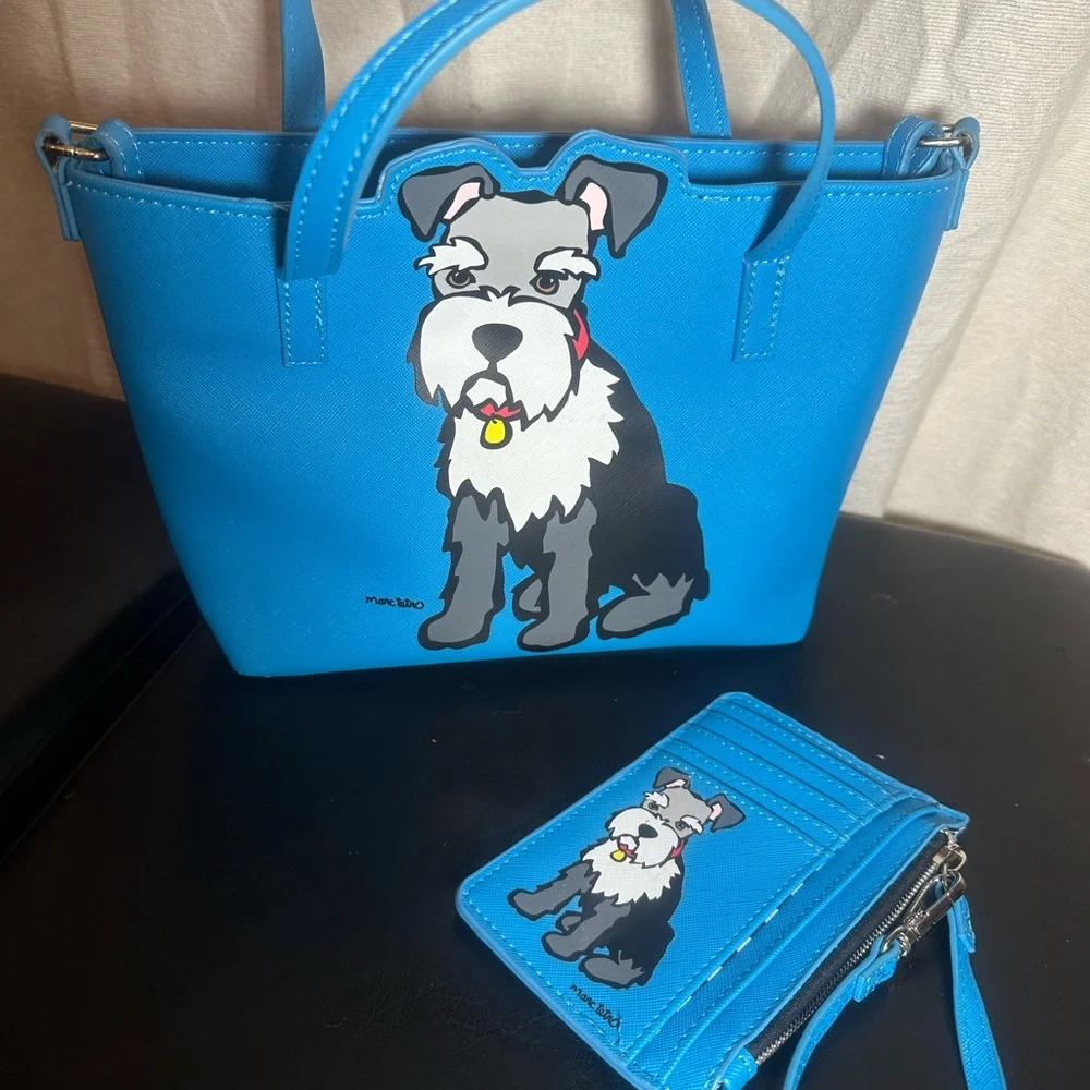 Blue Schnauzer Dog Purse/ Wallet Set